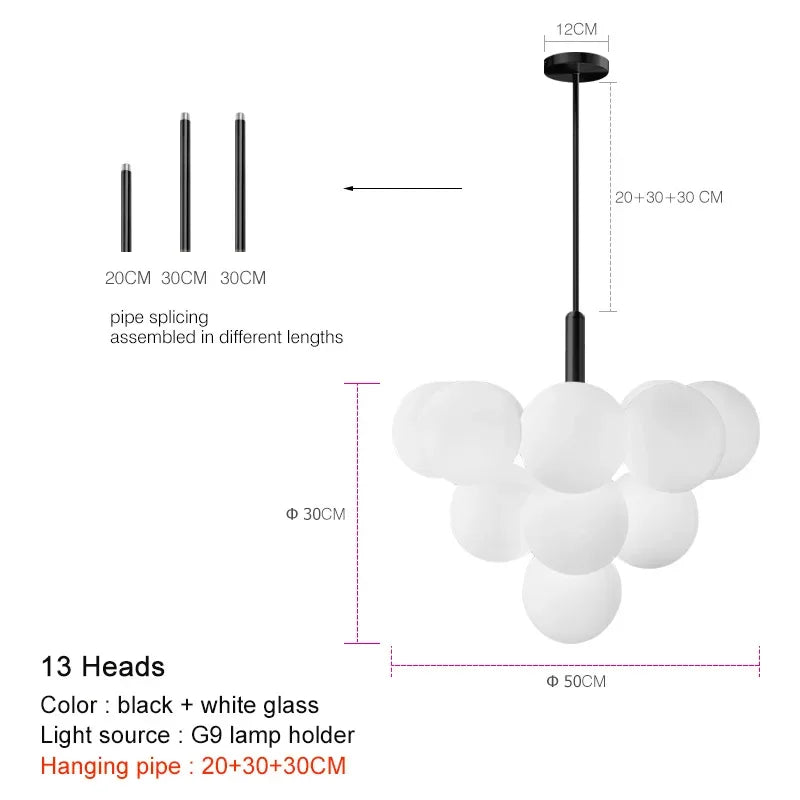 Afralia™ Glass Ball Pendant Chandelier for Kitchen Living Room Bedroom