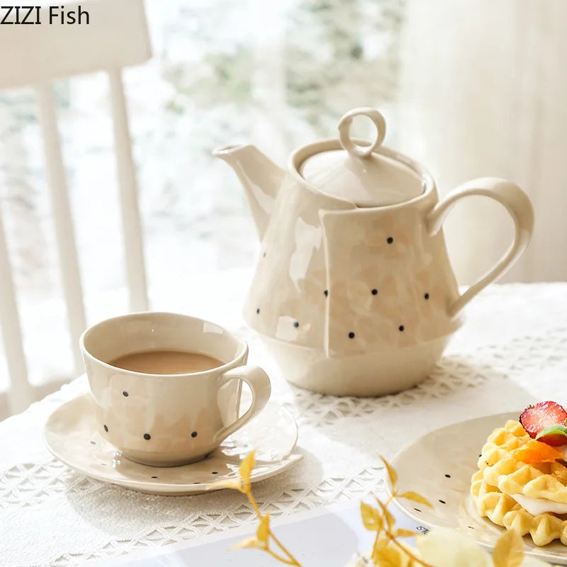 Afralia™ Cherry Blossom Ceramic Cup&Saucer - Floral Pattern Coffee Mug Milk Tea Juice Container