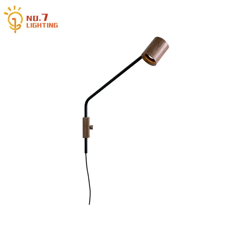 Afralia™ Black Walnut Swing Arm Wall Lamp with Switch | Minimalist Design for Home Decor