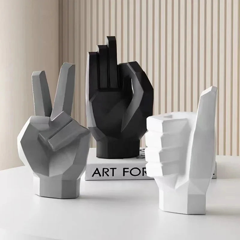 Afralia™ Modern Geometry Hand Love Sculpture Abstract Statue Figurines
