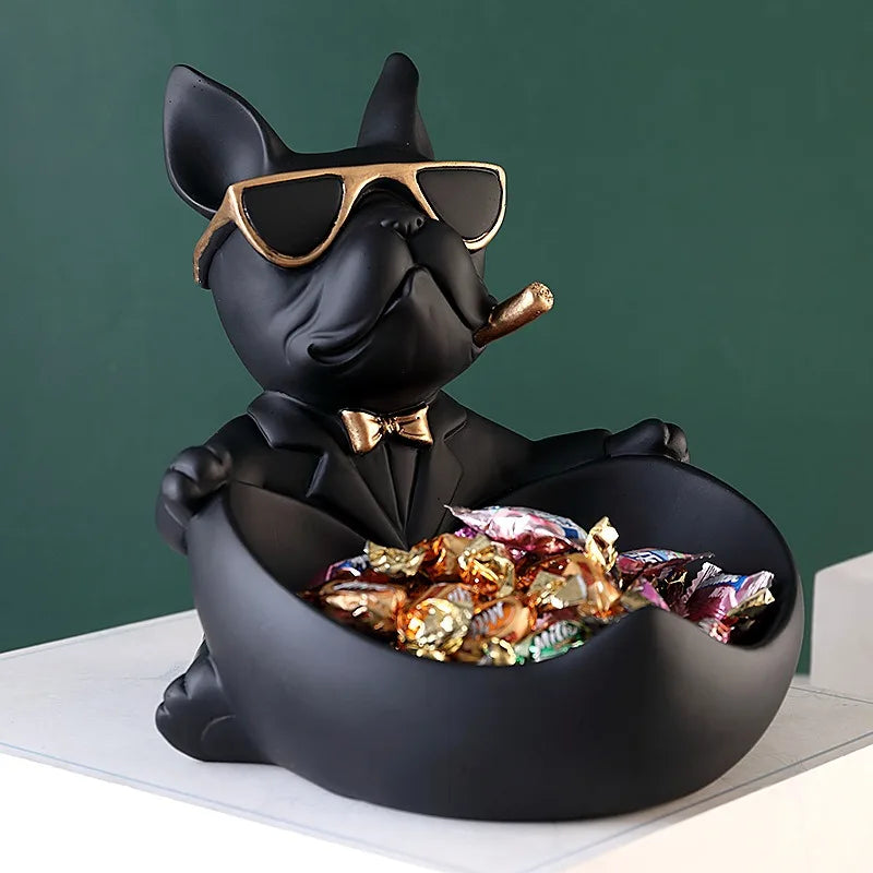 Afralia™ Bulldog Storage Box: Creative Cool Dog Figurine Resin Craft Sculpture Home Decor Gift