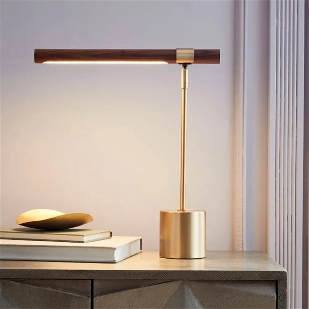 Afralia™ Wood Grain LED Desk Lamp for Hotel Art Decoration & Study