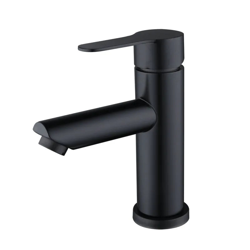 Afralia™ Black Stainless Steel Bathroom Faucet Basin Mixer for Hot and Cold Water