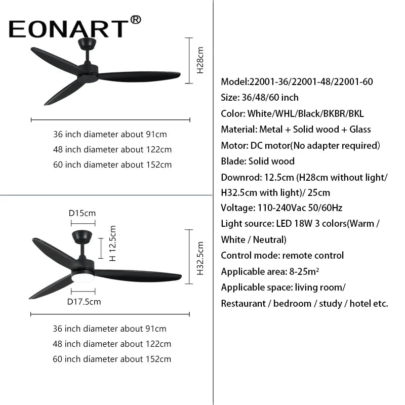 Afralia™ 60" Modern DC Ceiling Fan with LED Light and Remote Control