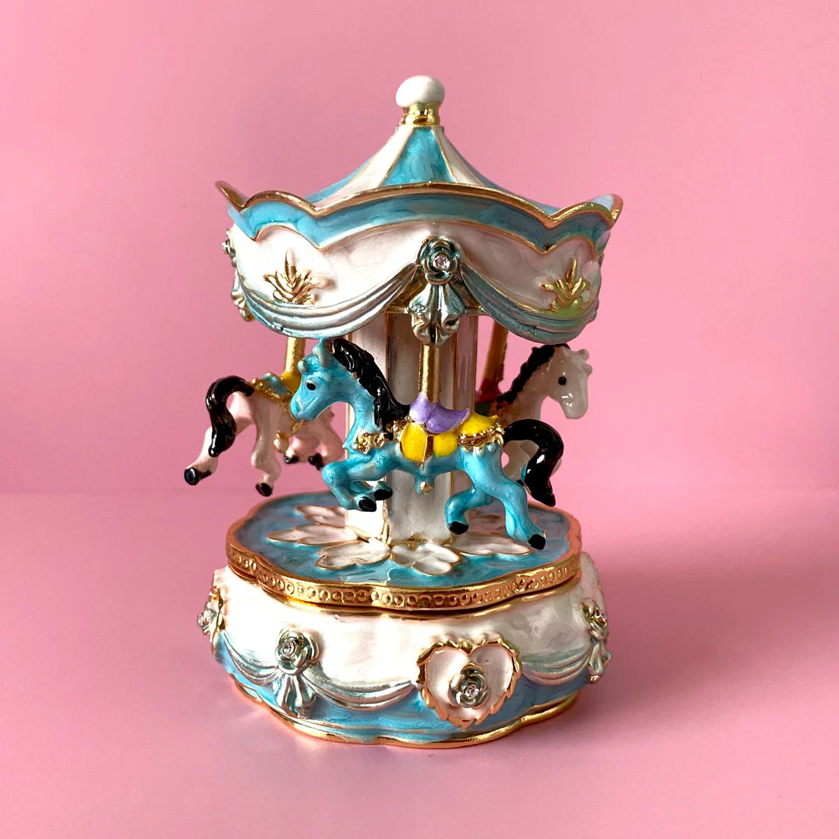 Afralia™ Carousel Horse Figurine Trinket Box Hand Painted Collectible Ornament