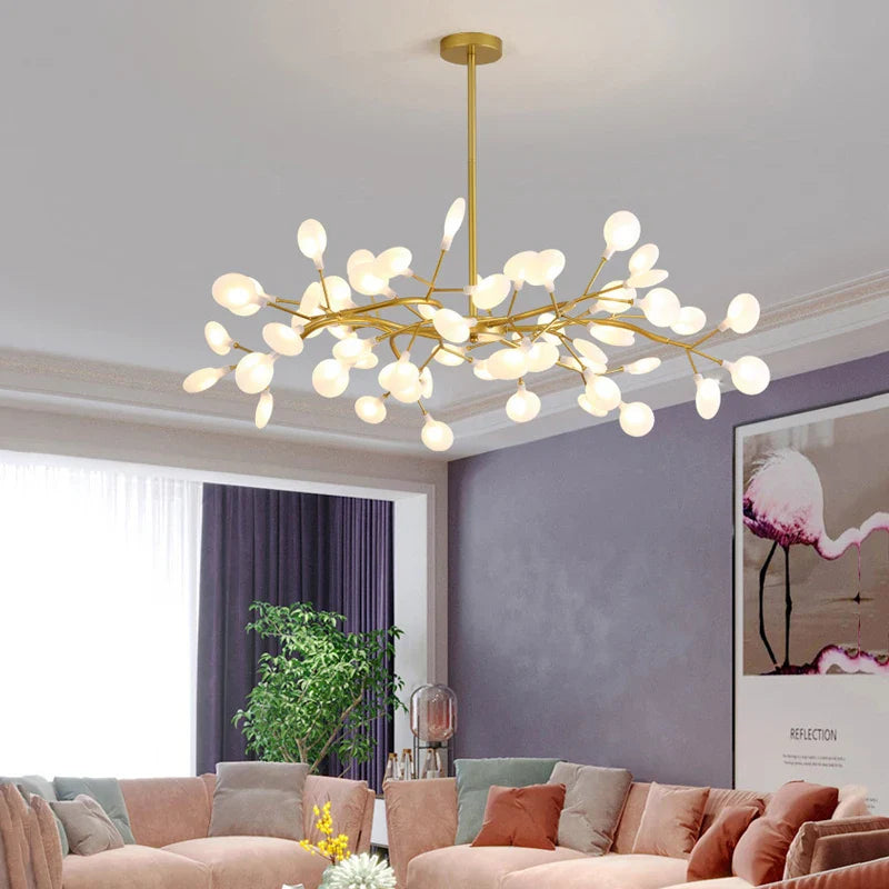 Firefly LED Chandelier by Afralia™ - Black Gold Ceiling Pendant for Home Decor