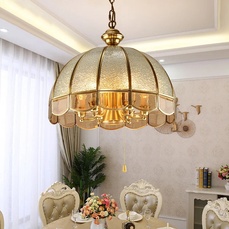Afralia™ Vintage European Copper Chandelier for Dining Bedroom Hallway Pendant Lighting
