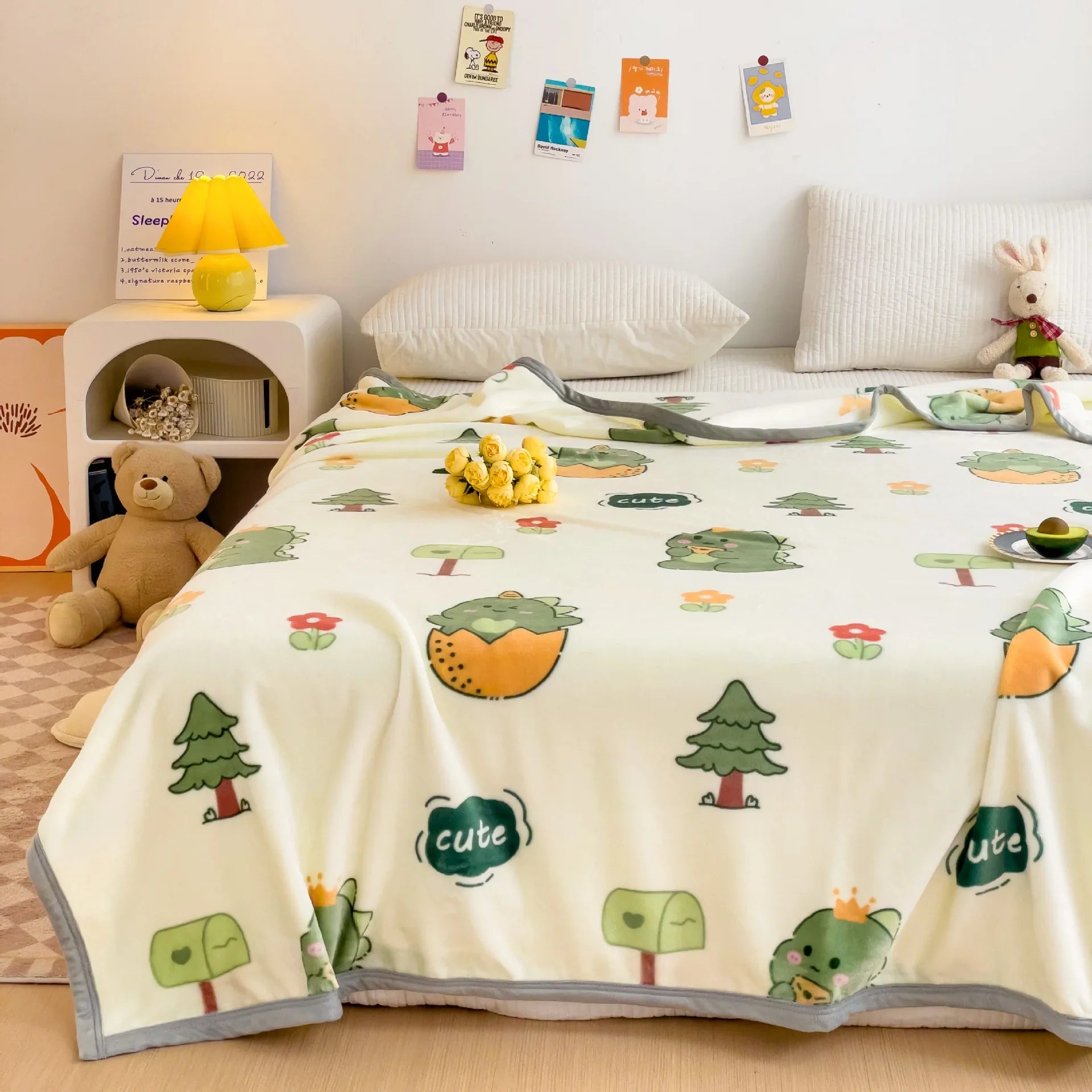 Afralia™ Cartoon Milk Velvet Blanket: Soft Coral Fleece Summer Sofa Cover & Queen Blanket