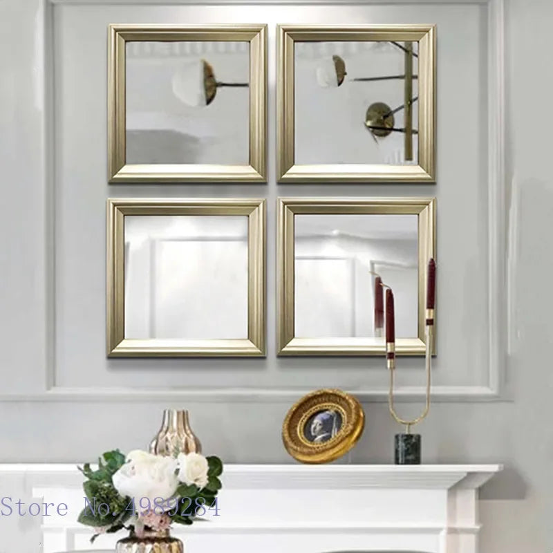 Afralia™ Golden Border Square Mirror Wall Decor Combination