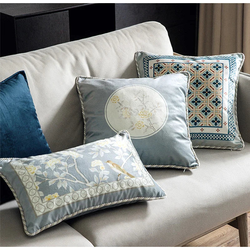 Afralia™ Victorian Garden Velvet Cushion Cover with British Botanical Floral Print