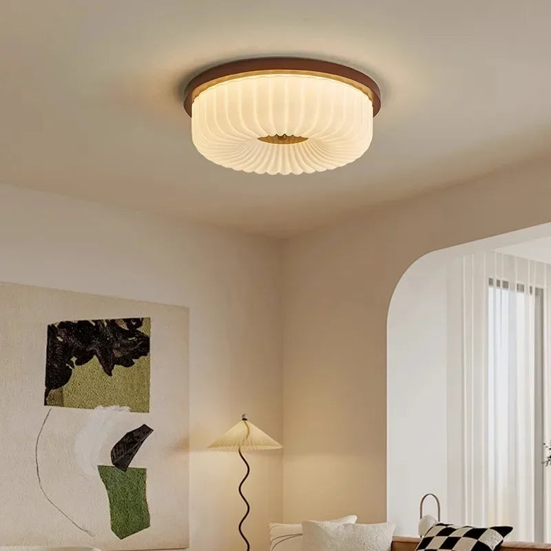 Afralia™ Retro Acrylic Lampshade in Walnut Color - Vintage French Art Style for Home Lighting