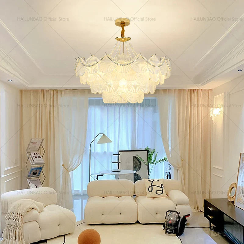 Afralia™ Pearl Feather Crystal Chandelier: French Romantic Lighting for Superior Living & Bedroom