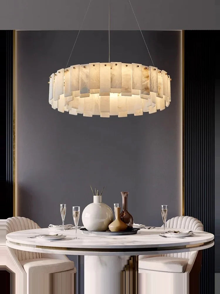 Afralia™ Modern Marble Design LED Ceiling Chandelier for Living Room