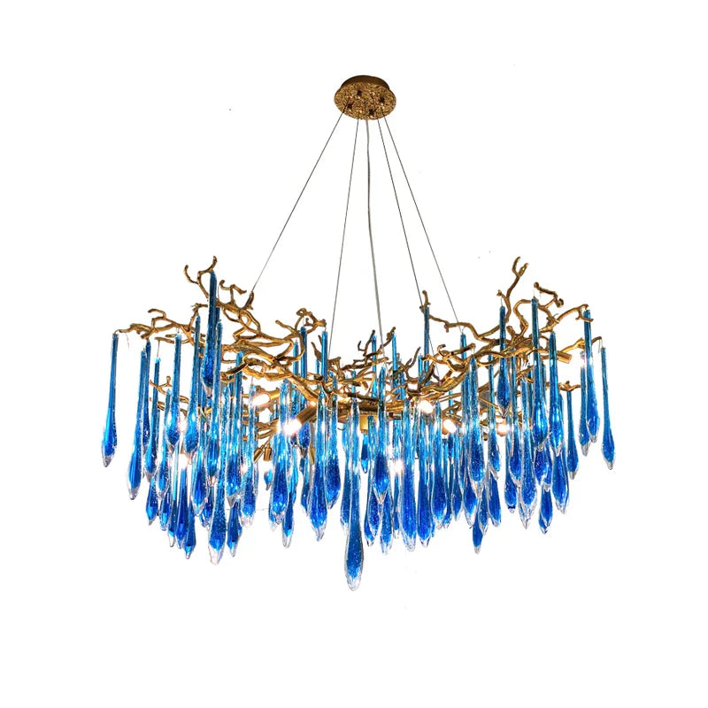 Afralia™ Art Deco Blue Queen Crystal Chandelier for Living Room