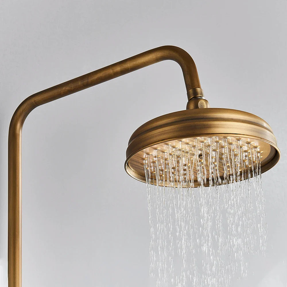 Afralia™ Brass Handheld Rainfall Shower Wall-mounted Hot Cold Water Mixer System