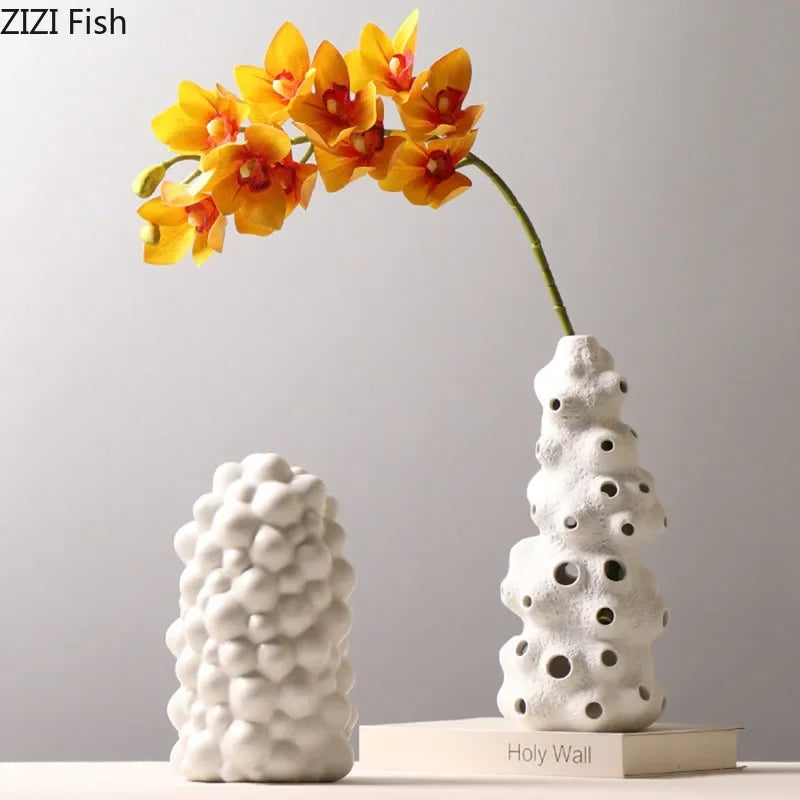 Afralia™ Ceramic Vase Set with Artificial Flowers for Stylish Home Decor