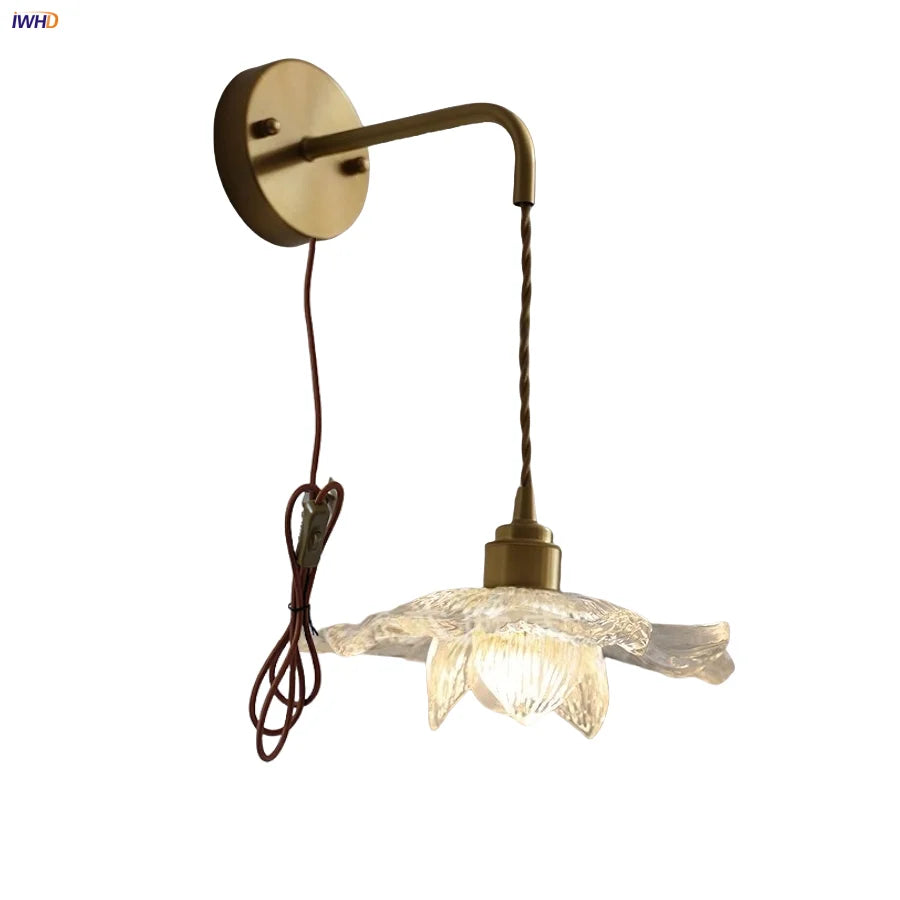 Afralia™ Clear Flower Acrylic LED Wall Lamp: Copper Modern Nordic Stair Light