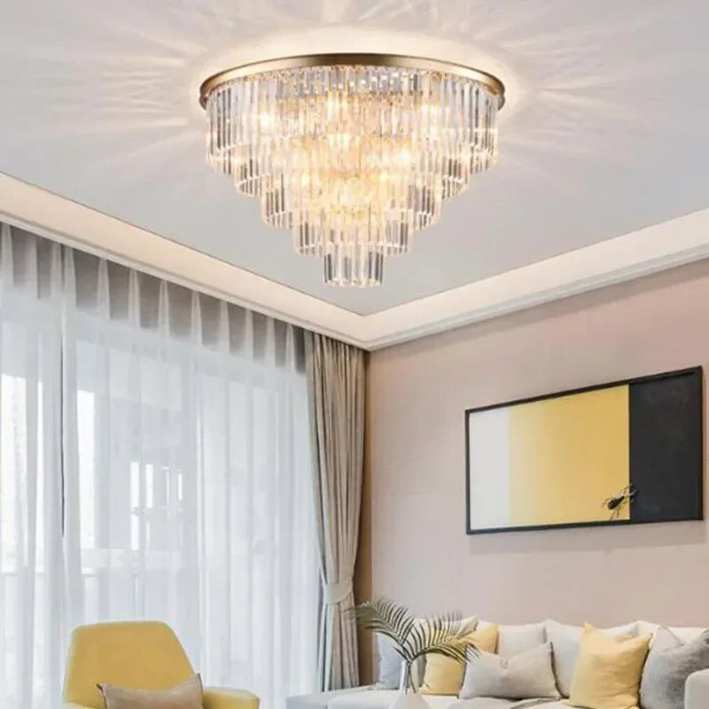 Afralia™ Crystal Flush Ceiling Light: Modern Vintage Bedroom & Hotel Décor