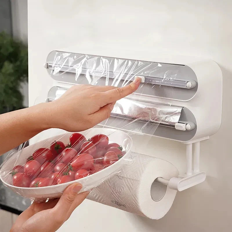 Afralia™ Magnetic Wrap Dispenser with Cutter for Cling Film, Foil, and Parchment Paper