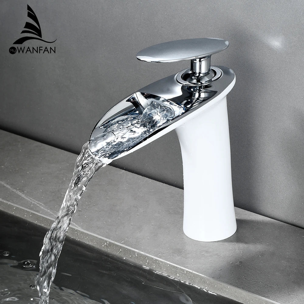 Afralia™ Waterfall Bathroom Faucet Single Handle Basin Mixer Tap Brass Sink Water Crane