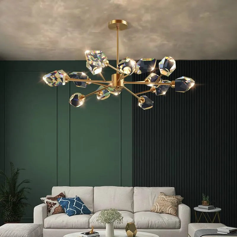 Afralia™ Copper LED 3-Light Dimmable Crystal Chandelier