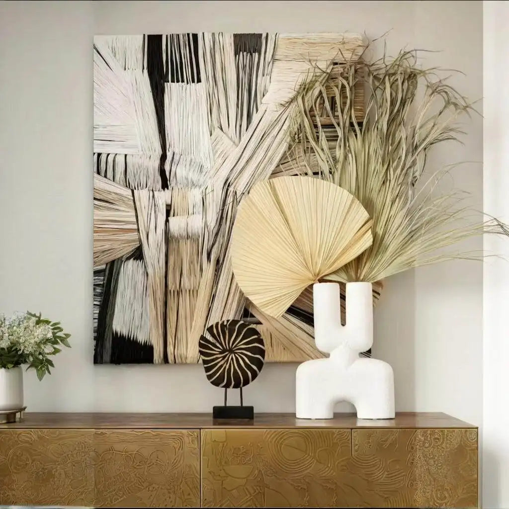 Afralia™ Wood-Grain Resin Ornaments Geometric Totem Figurines Home Decor