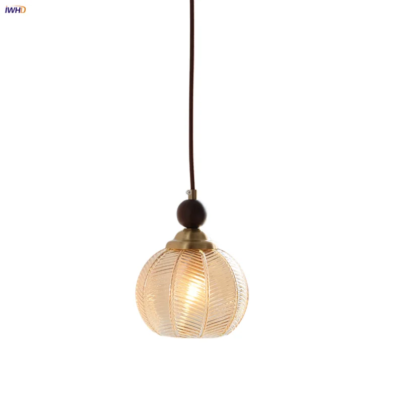 Afralia™ Amber Glass LED Pendant Light - Modern Nordic Design with Iron Base