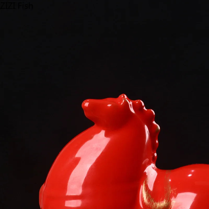 Afralia™ Ceramic Horse Sculpture Vintage Home Decor Ornament Craft Living Room Aesthetic