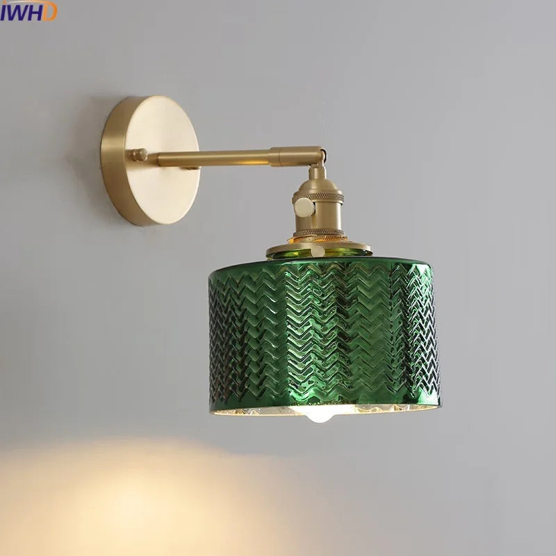 Afralia™ Green Glass LED Wall Lamps - Modern Home Decor Applique Murale