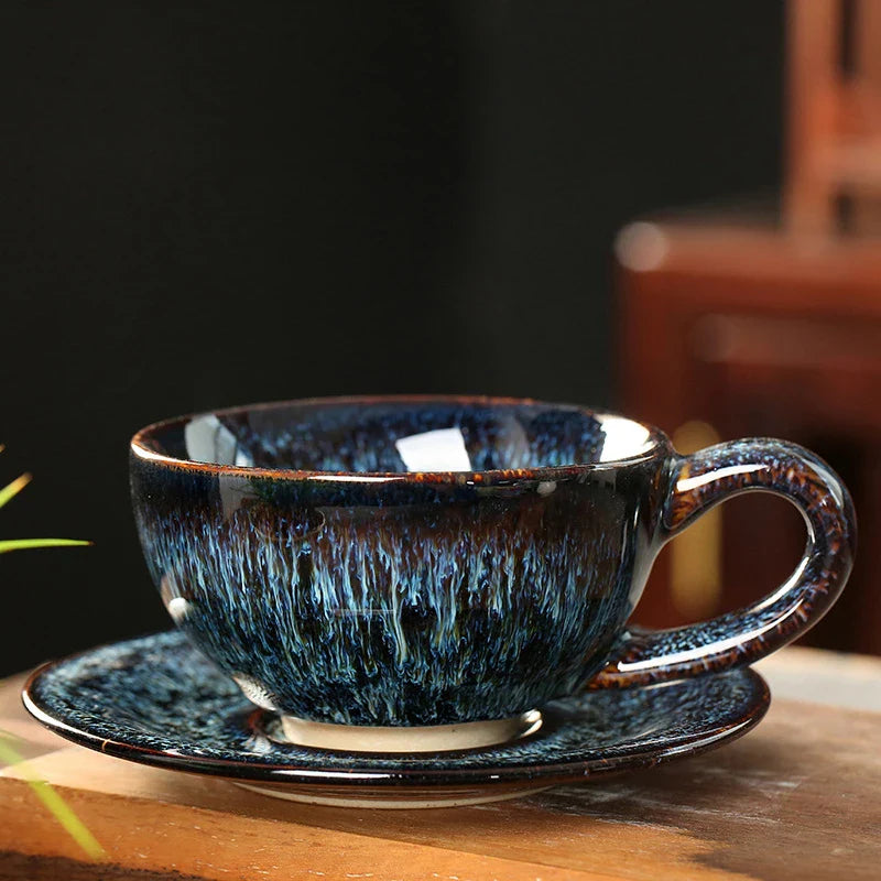 Colorful Porcelain Tea Cup & Saucer Set | Afralia™ Retro 150ml Coffee Mug