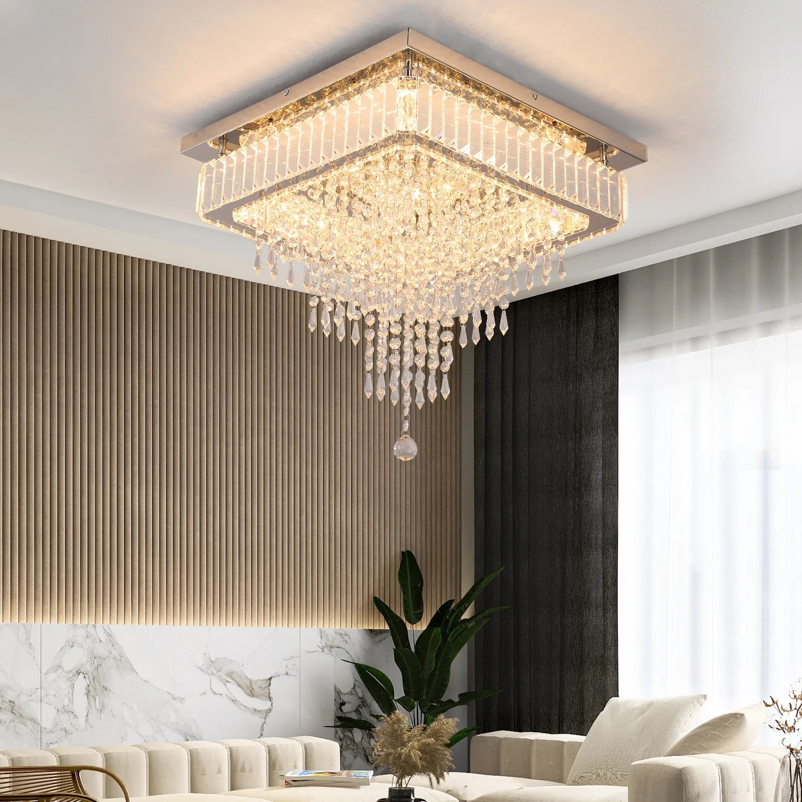Afralia™ Crystal LED Pendant Chandelier for Dining Living Room Decor