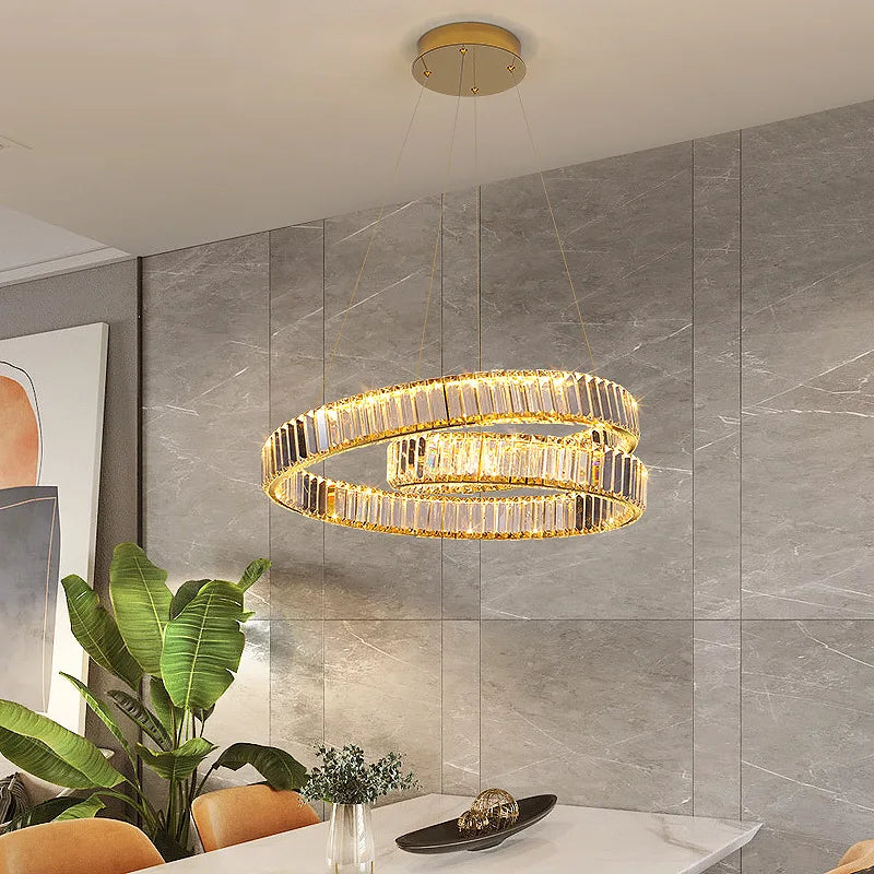 Afralia™ Crystal Chandelier LED Light Fixture, Luxury Decor Hanging Lamp, Modern Home Lighting