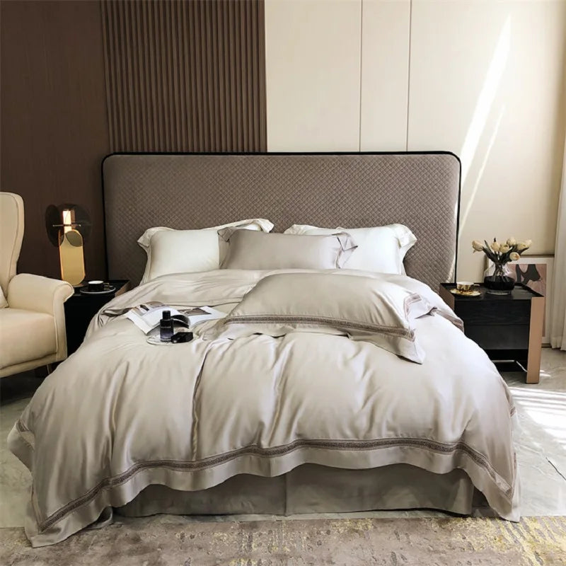 Afralia™ Luxury 1000TC Egyptian Cotton Bedding Set with Hollow Lace and Broad Side