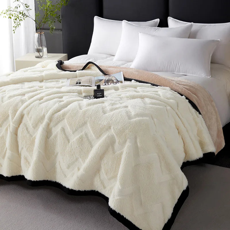Afralia™ Faux Rabbit Plush Solid Blanket: Luxury All-Season Sofa Cover & Air Conditioning Quilt