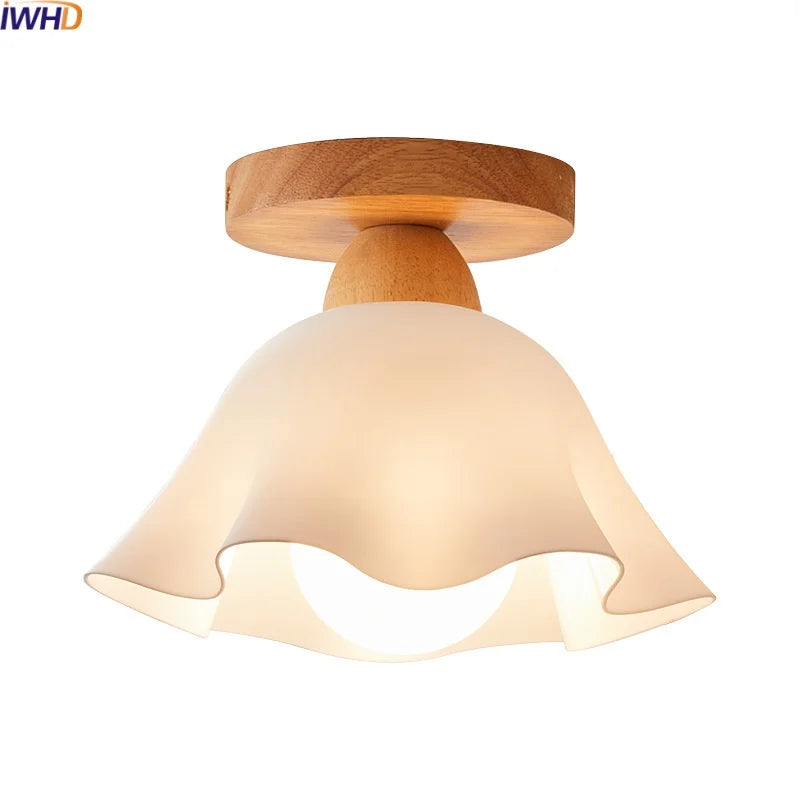 Afralia™ LED Wood Acrylic Ceiling Lamp Modern Art Decor Light Fixture