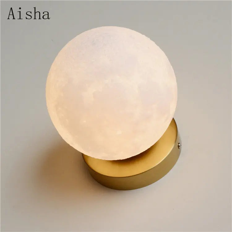 Afralia™ Circular Planet Wall Lamp: 3D Lunar Sconces for Home, Bedside, Background Wall
