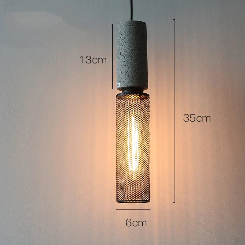 Afralia™ Industrial Cement Metal Pendant Light for Home & Dining, LED Hanging Lamp