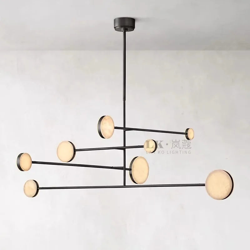 Afralia™ Copper Marble LED Chandelier for Dining Room & Kitchen