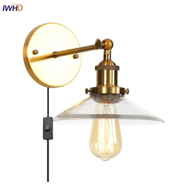 Afralia™ Vintage Industrial LED Wall Lamp with Clear Glass Shade