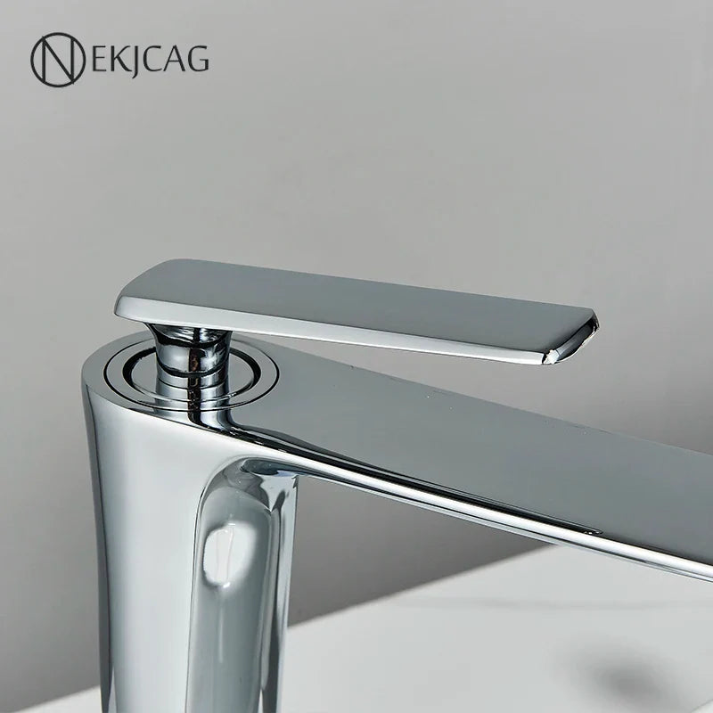 Afralia™ Chrom Basin Faucet Mixer Crane, Hot and Cold Water Tap, Single Handle Europen Design