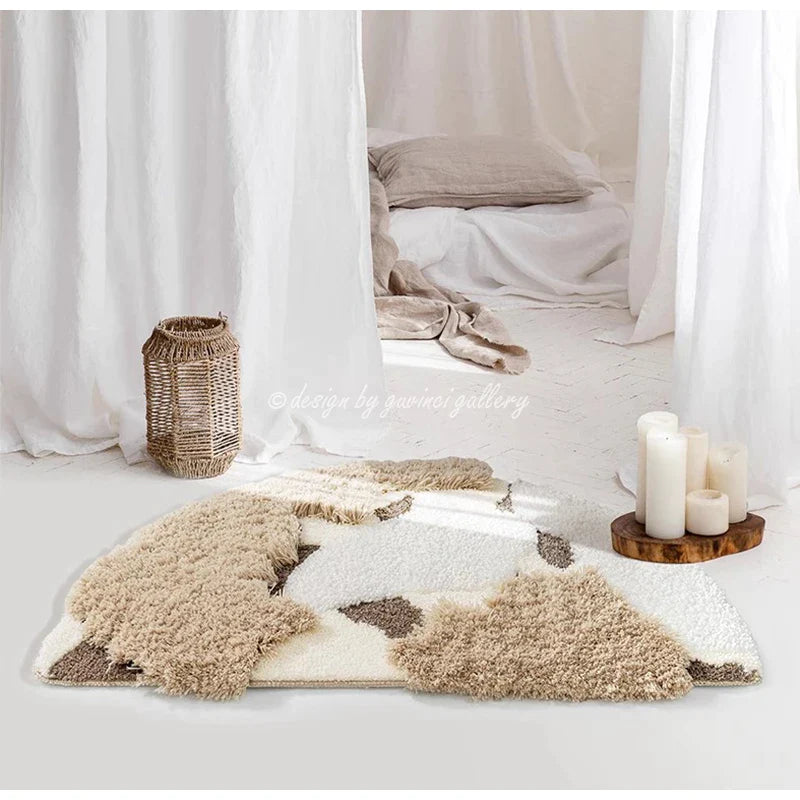 Afralia™ Luxury Tufted Semicircle Bathroom Mat - Scandinavian Design Handmade Rug