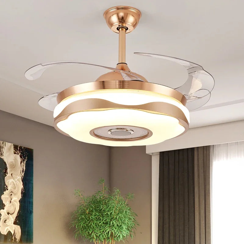 Afralia™ Smart Motor LED Ceiling Fan Light Chandelier with Remote Control