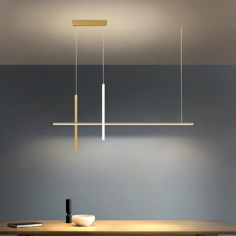 Afralia™ Modern Minimalist Line LED Pendant Luster Light for Kitchen Dining Room