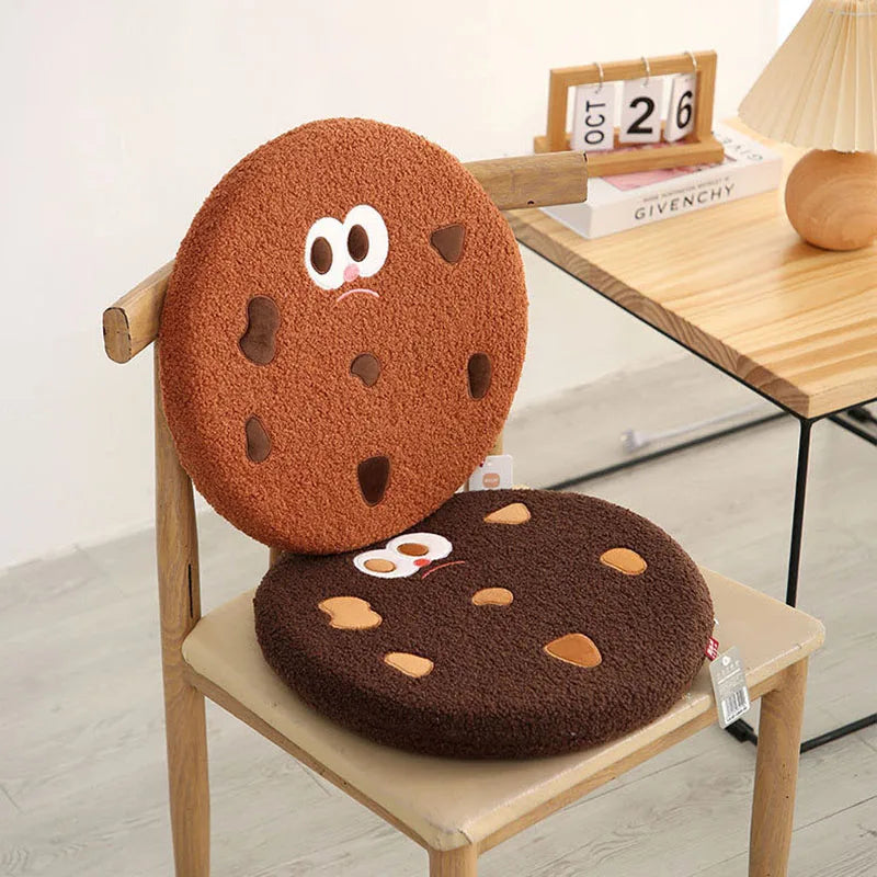 Afralia™ Teddy Hair Memory Foam Office Chair Cushion - Round Seat Pad