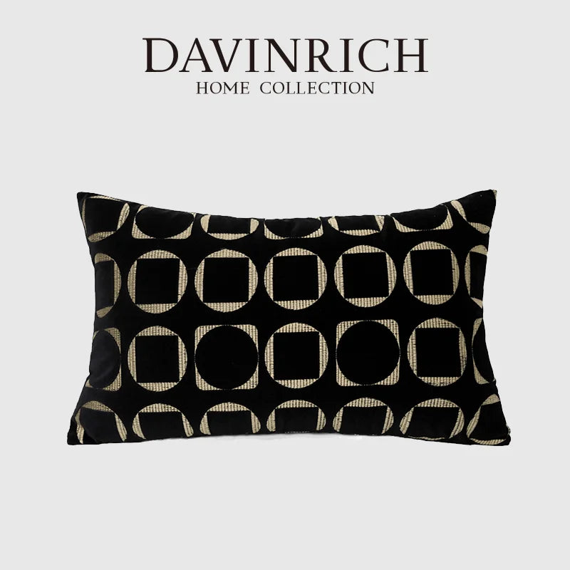 Afralia™ Solar Eclipse Black Gold Geometric Luxury Pillow Case
