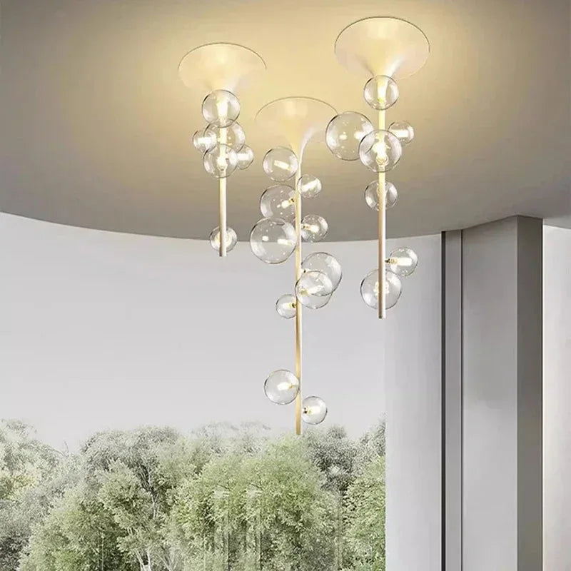 Afralia™ LED Bubble Chandelier Clear Glass Ball Pendant Lamp for Dining Room & Bar