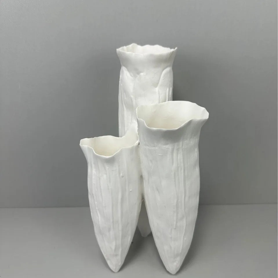 Afralia™ Abstract Coral Reef Ceramic Vase Triangle Shape Handicraft Home Decor Vase