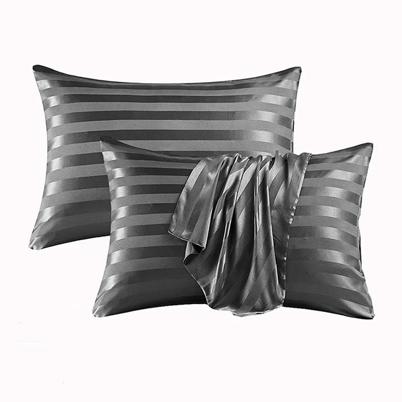 Afralia™ Luxury Satin Stripes Pillowcase | Soft Jacquard Pillow Cover for Queen & King Size