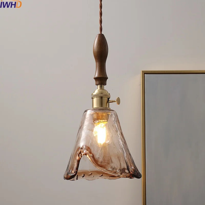 Afralia™ Nordic LED Pendant Lamps, Copper Glass Hanging Lights for Home Decor