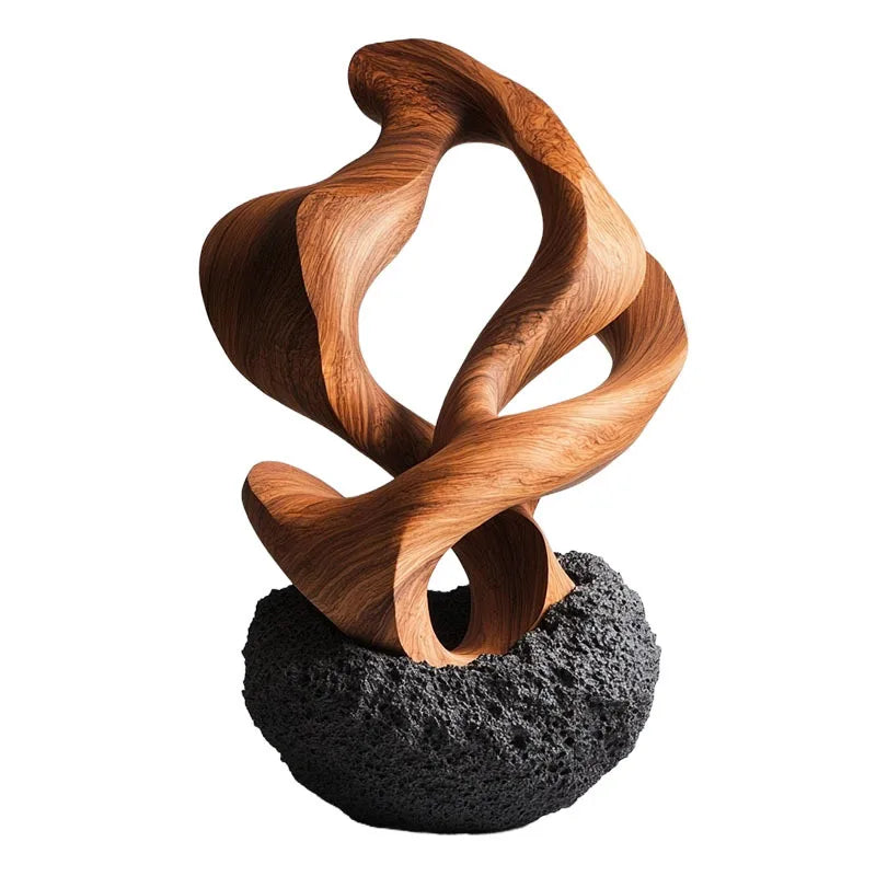 Afralia™ Golden Geometric Resin Sculpture: Hollowed-out Tree Holes Twisted Statue Home Decor
